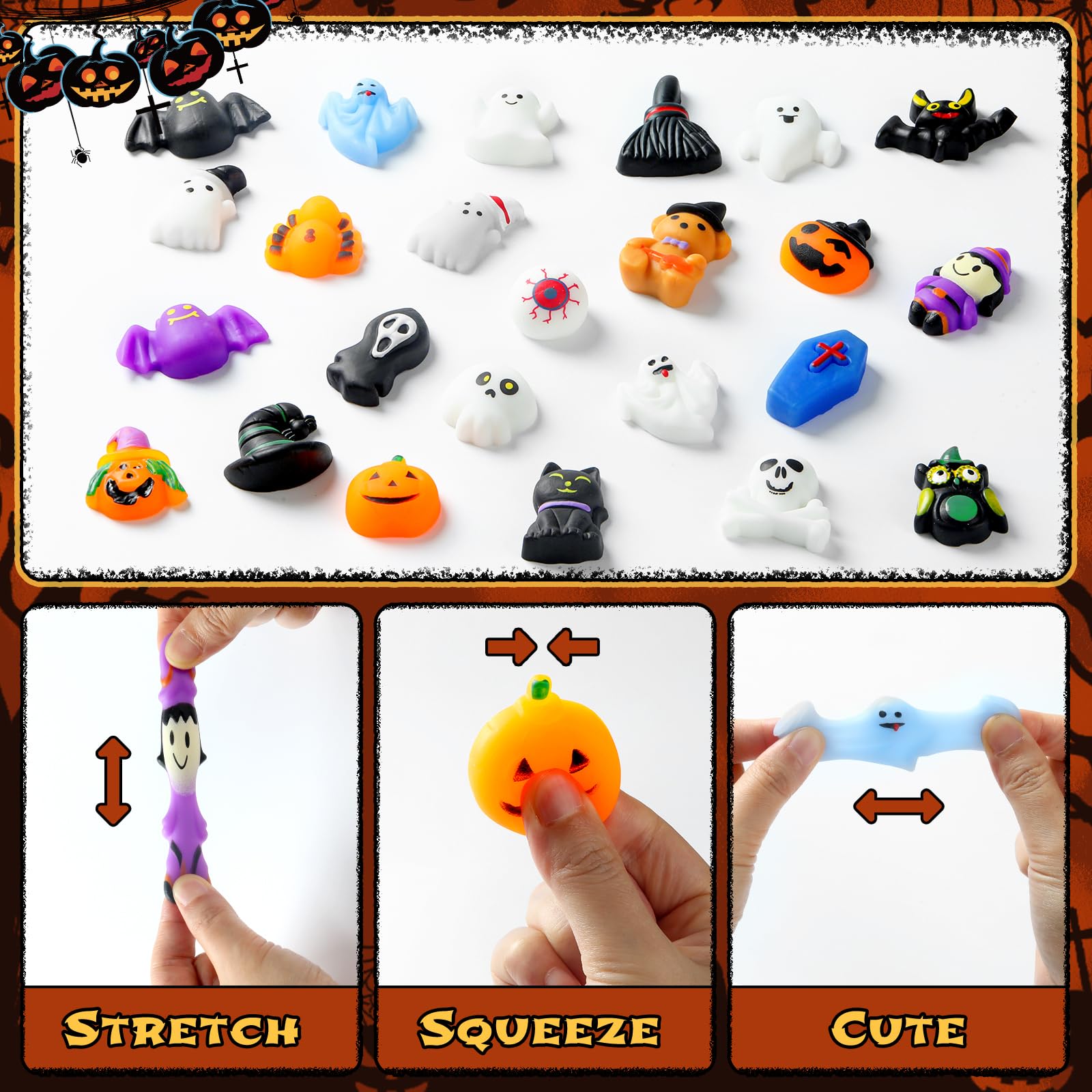 Halloween Advent Calendar 2025 with Mochi Squishy Toys 24 Days, Mini Squishy Advent Calendar for Kids, Boys, Girls, Teen (Hallow